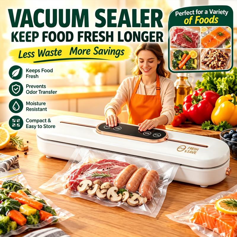 Mini Vacuum Sealer – Food Saver for Kitchen, Travel & Camping