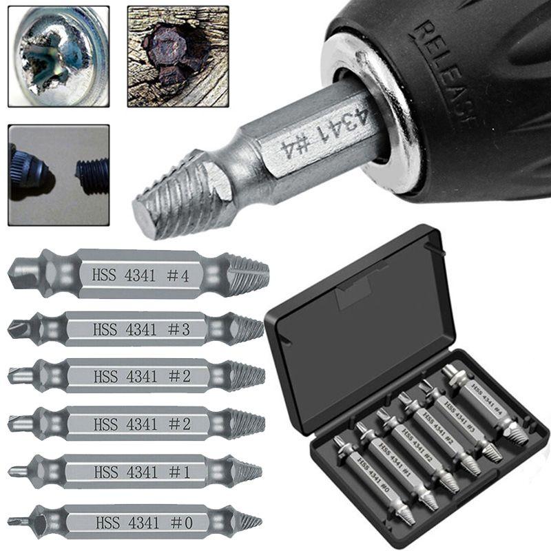 High Strength 6-piece Screw Extractor Remover Set For Effortless Damaged Screw Extraction