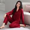 Cotton pajamas women's fat mm spring and autumn pure cotton long-sleeved cardigan women's loungewear red annual clothing can be worn outside the suit