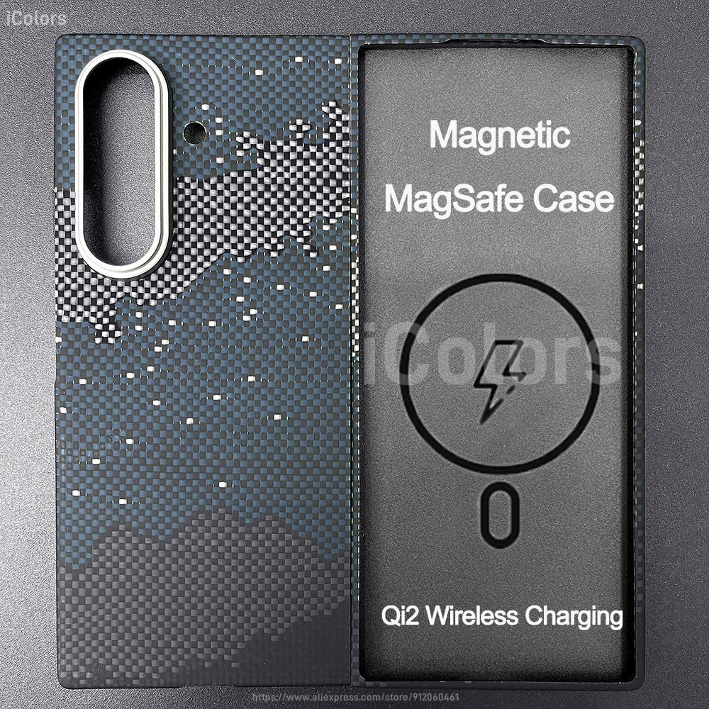Magnetic MagSafe Case  for Samsung Galaxy Z Fold 7 W26 Aramid Carbon Fiber Cover Ultra-Thin Lightweight Armor Protective Cover