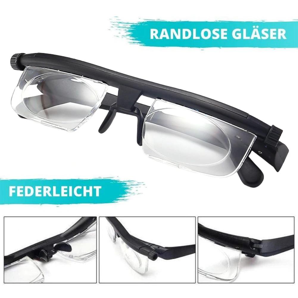 -6D bis +3D Einstellbare Grad Lesebrille Variable Fokusdistanz Kurzsichtigkeit Alterssichtigkeit Brille Automatisch anpassende Lesebrille