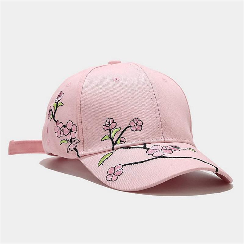 Baseballmütze mit Pfirsichblütenstickerei für den Sommer im koreanischen Stil für Damen, Freizeitmütze mit Entenzunge, Sonnenschutzkappe, Sonnenschirmhut