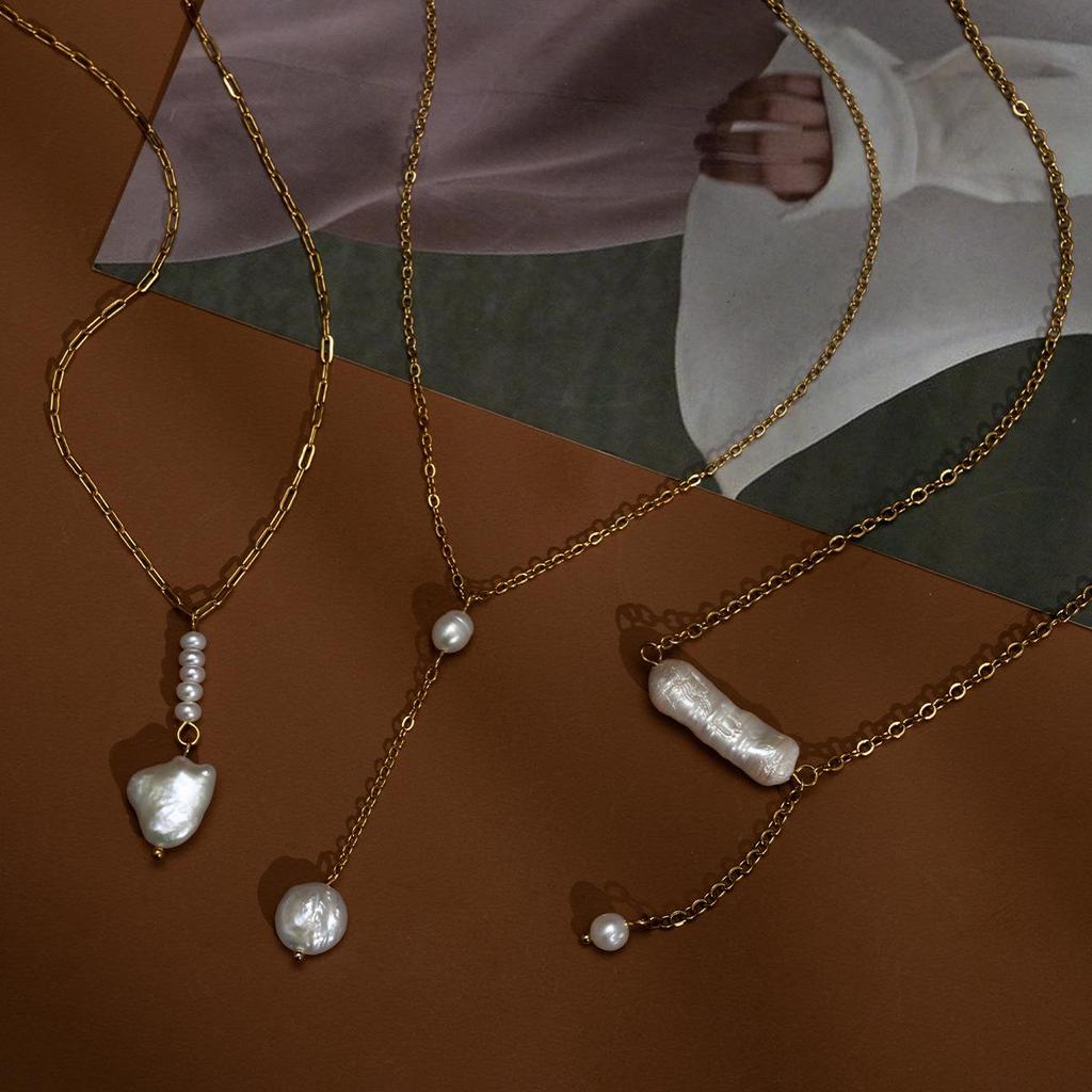 Cross-Border Natural Baroque Pearl Pendant Necklace - Seaside Summer Y-Shaped Chain for Women