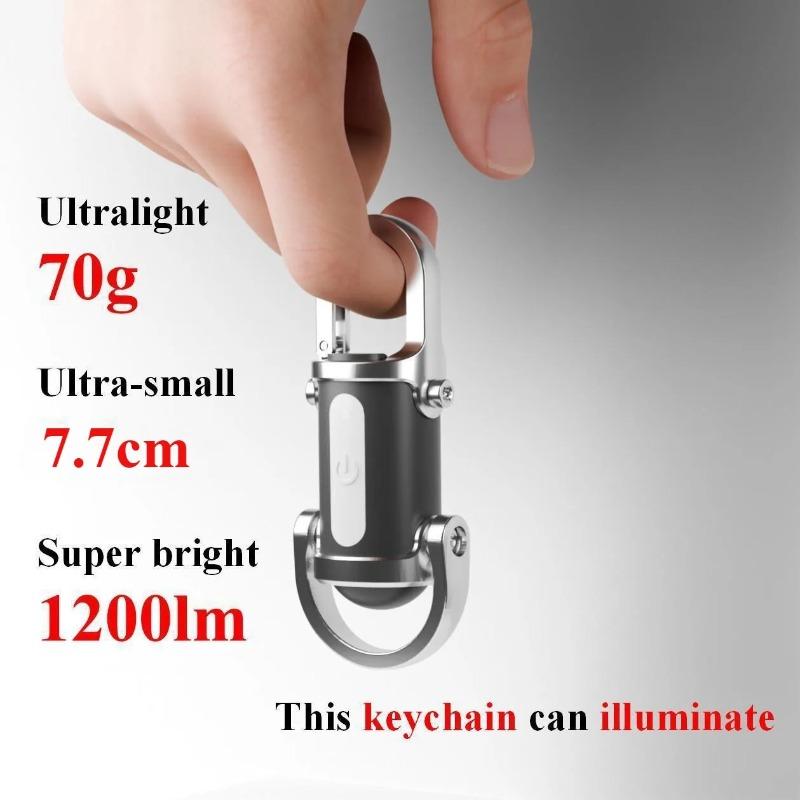 Ultra Bright Keychain Flashlight USB Type-C Charging 6 Modes Mini COB Work Light Waterproof Outdoor Emergency Tool