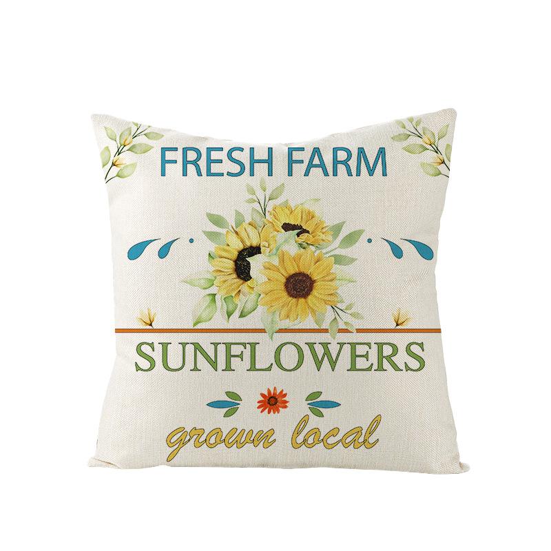 Polyester Pillowcase Sunflower Print Home Living Room Sofa Bedroom Bedside Pillow Case