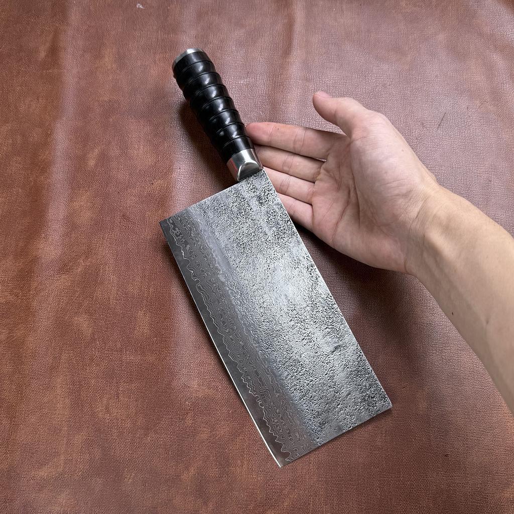 8 Inch Slicing Knife Handmade Forged Damascus Steel VG10 Blade Ebony Handle Chef Cutting Vegetables Cleaver Meat Kitchen Knives