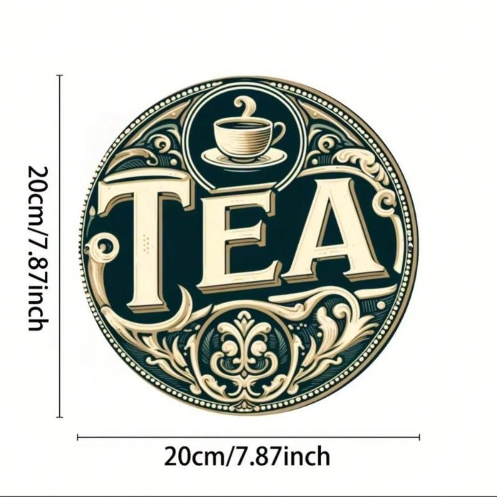 Vintage Style Round Aluminum Tea Sign Wall Art Decor
