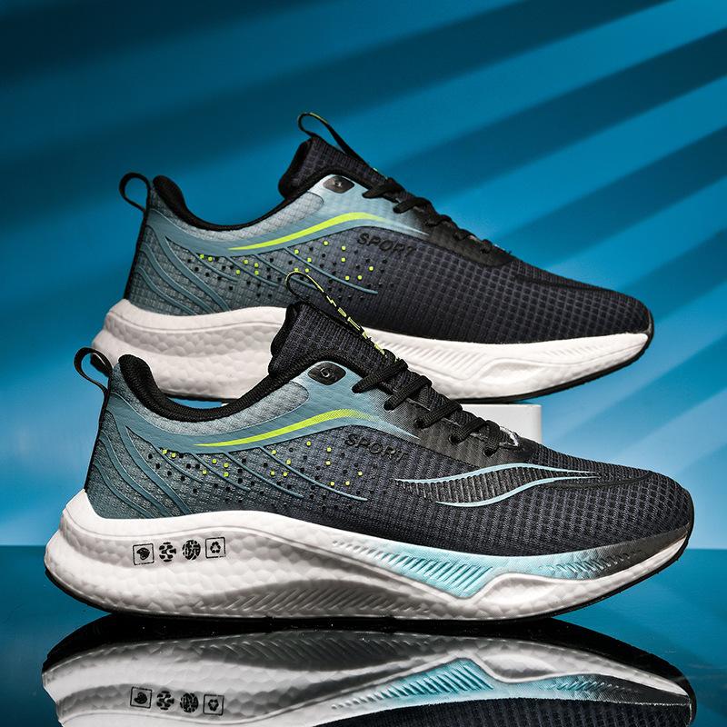 2025 summer new shock-absorbing running shoes men's ultra-light sports shoes men's shoes mesh breathable running shoes soft-soled casual shoes