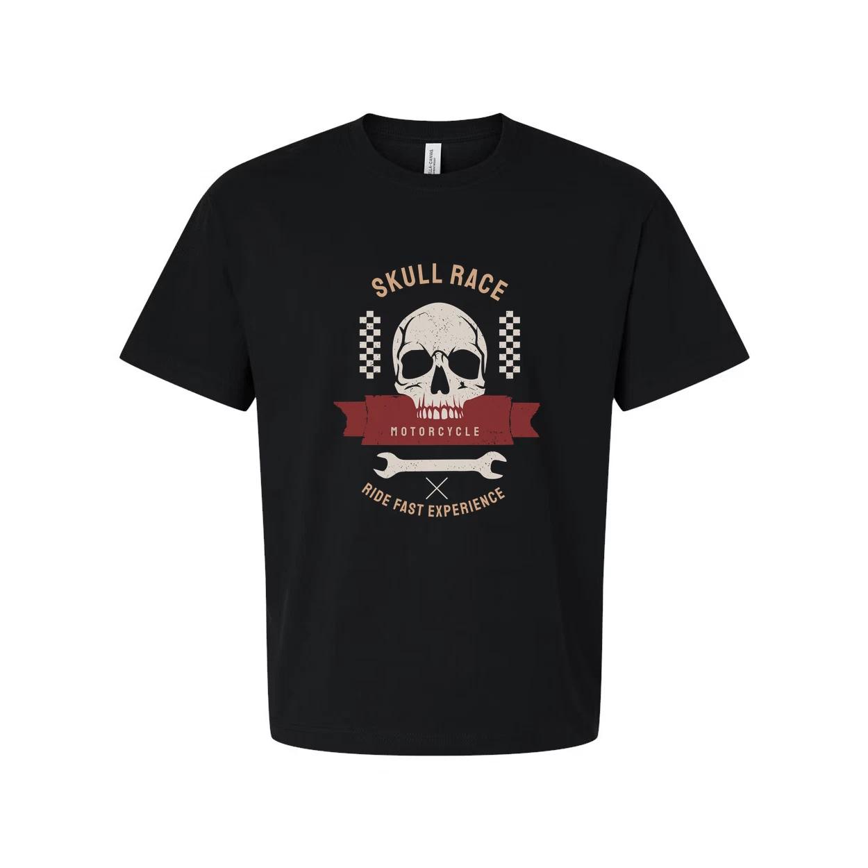 Unisex Skull Race Motorcycle Graphic Tee M