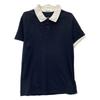 MONCLER Authentic MAGLIA POLO MANICA CORTA Navy x White Cotton Patch Logo Polo Shirt tops L Navy x whiteUsed