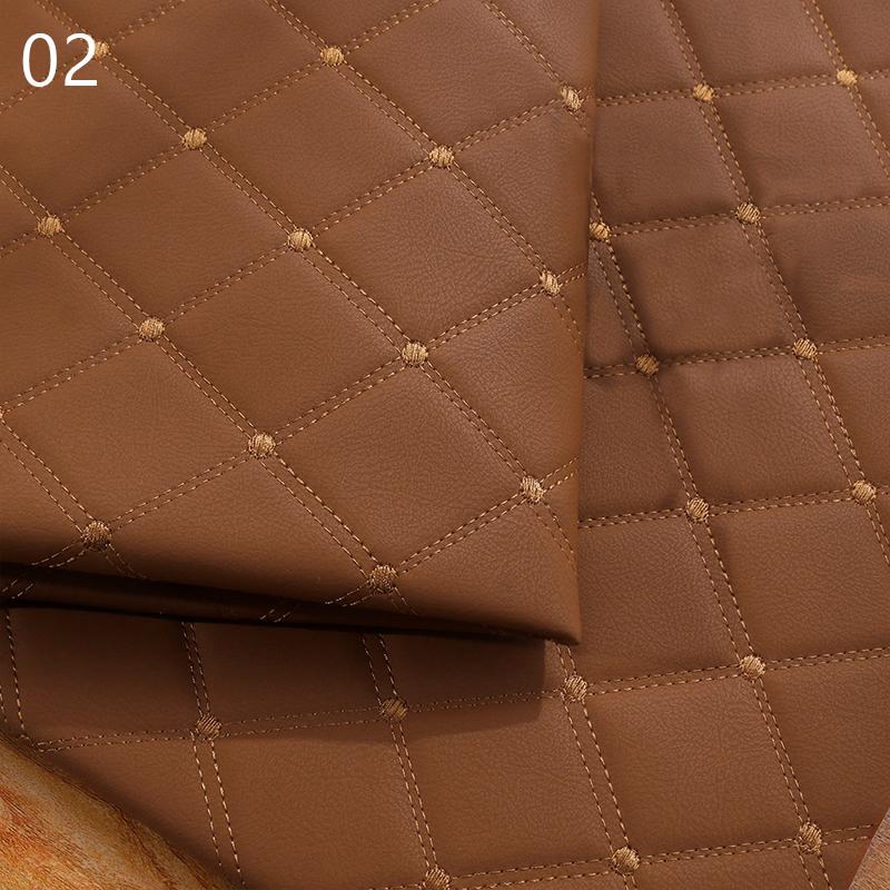 Vyšívaná kostkovaná kosočtvercová PU koženka Zesílená houba Prošívaná umělá kůže Pro DIY Potah autosedačky Čalounění střechy auta