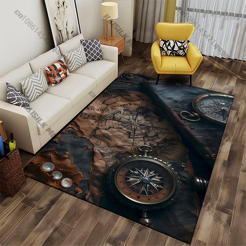 Navigation adventure exploration vintage tools carpet Yoga living room room decor children's crawling mat doormat area rug