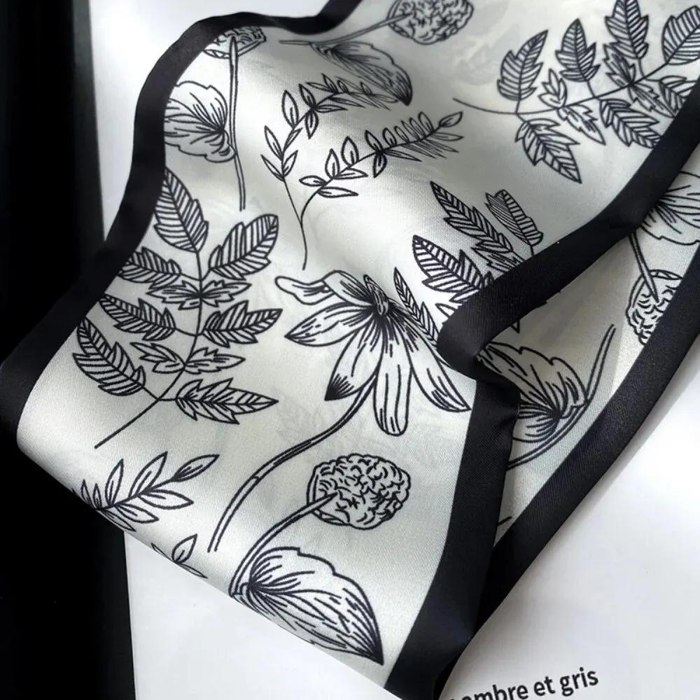 Fashion Print Hair Ribbon Scarf Women Neck Tie Bag Silk Skinny Headscarves Ladies Foulard Floral Bands  New