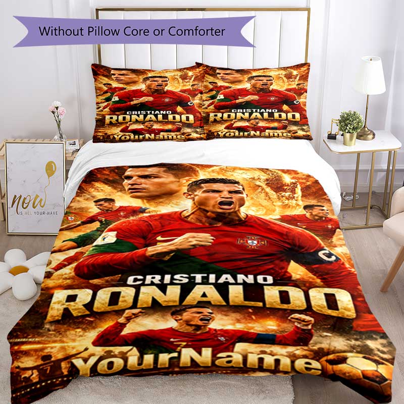 Cristiano Ronaldo 16 Customize your name Bedding Set Breathable Duvet Cover with Pillowcases Home Decoration Birthday Gift