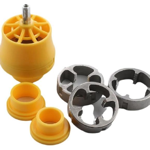 

Комплект для нарезания резьбы для труб из ПВХ, совместимый с электрической дрелью, сантехнический инструмент для нарезания резьбы, инструмент для нарезания резьбы с 3 плашками, пластиковый кран External