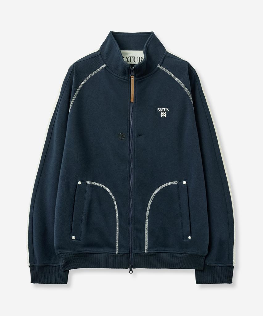 SATUR Lawton Stitch Track Zip-Up Jacket Navy