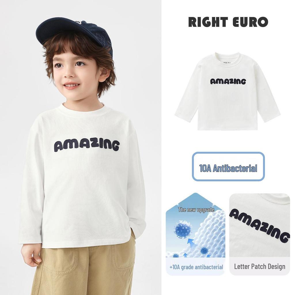 Right European Boys' Long-Sleeve T-Shirt 2026 Spring/Autumn New Style for Toddlers