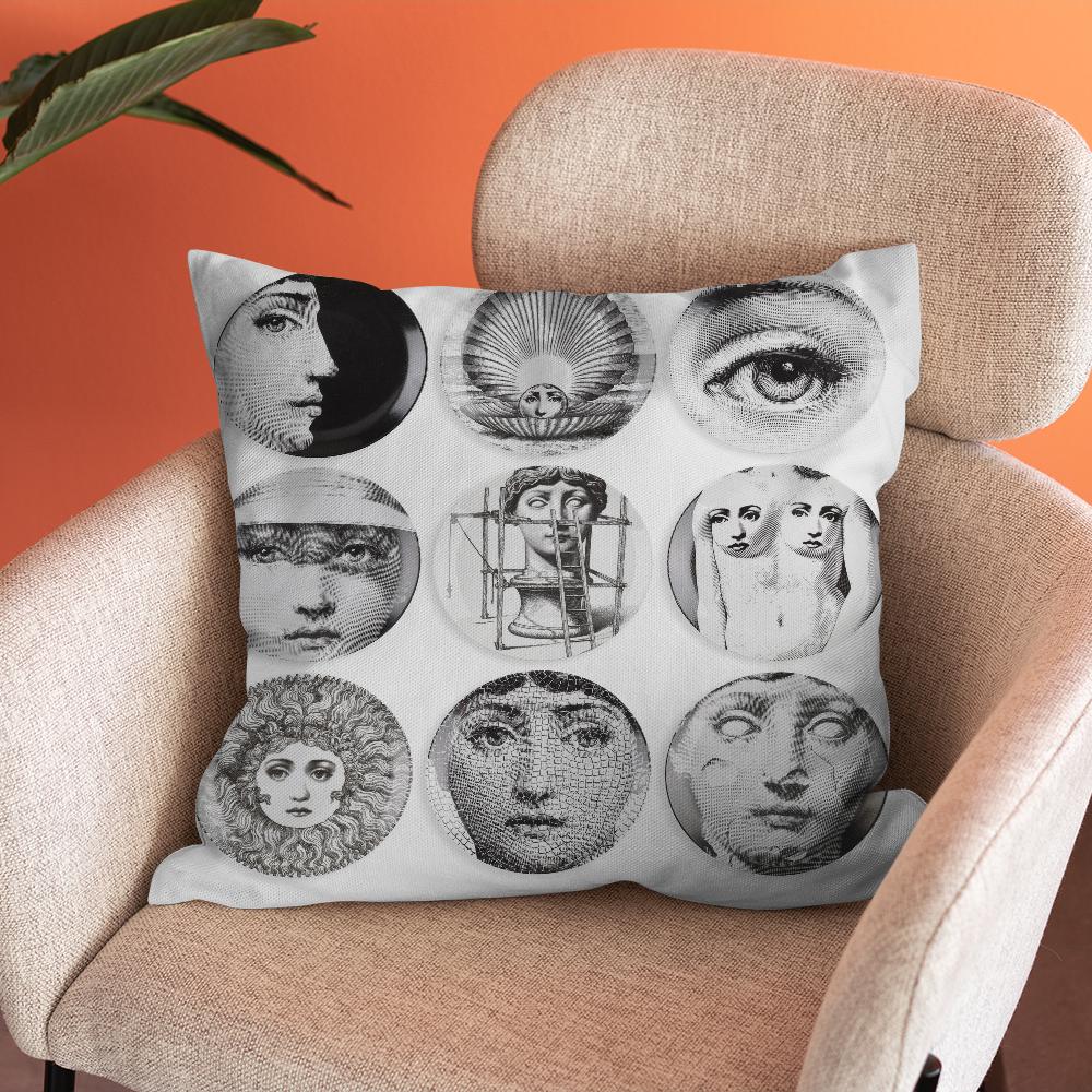 Face Art P-Piero Pillow Case Soft Cushion Case or Farmhouse Sofa Decor Home Decorations and Protector F-Fornasettis Pillow Case