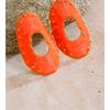 Eetit Stainless Steel Enamel Oval Hollow Stud Earrings Rust Proof Metal Fashion Jewelry Orange White Color