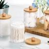 Circular Cotton Swab Box With Transparent Plastic Bamboo Cover And Dust-Proof Makeup Remover Cotton, Simple Jewelry Storage