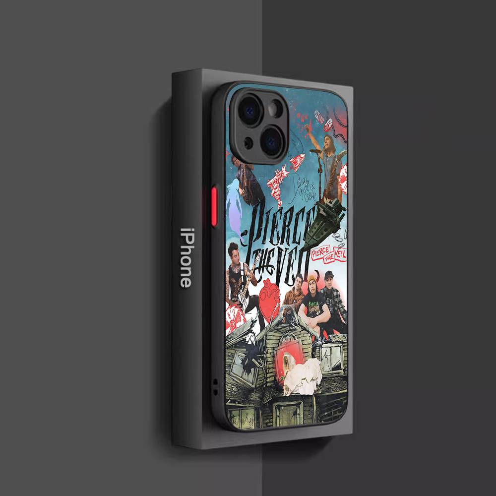 P-Pierce The V-Veil Band For IPhone 11 12 13 14 15 16 Pro Max Plus X XS MAX Shockproof Matte Back Cover