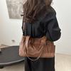 Retro Style Faux Leather Tote Bag for Women Large Capacity Shoulder Handbag