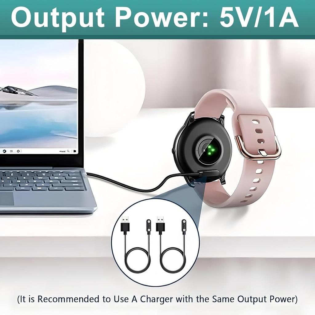 2 Stuks Universele Smartwatch Oplader, 2-Pin 4 mm Magnetische USB Oplaadkabel, Universeel Vervangend Oplaadsnoer voor Smartwatch & Fitness Tracker