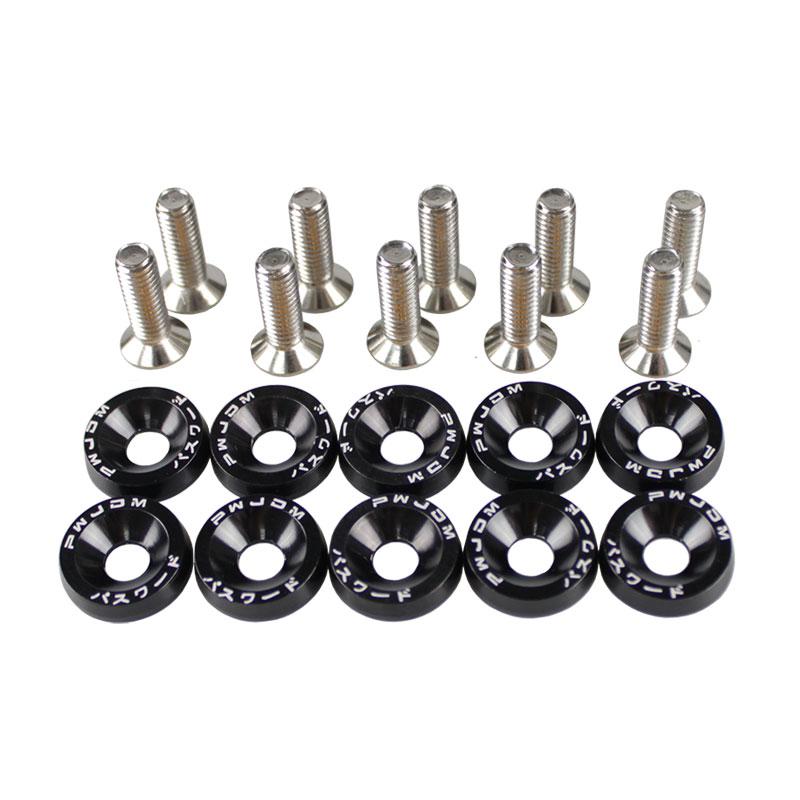 RASTP-Aluminum 10Pcs M6X20 Car Modified Hex Fasteners Fender Washer JDM Bumper Engine Concave Screws For Honda RS-QRF002