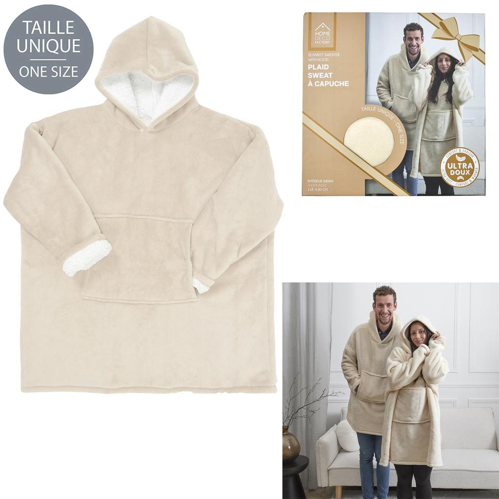 Beige Insulated Sweatshirt/Snuddie With Pocket