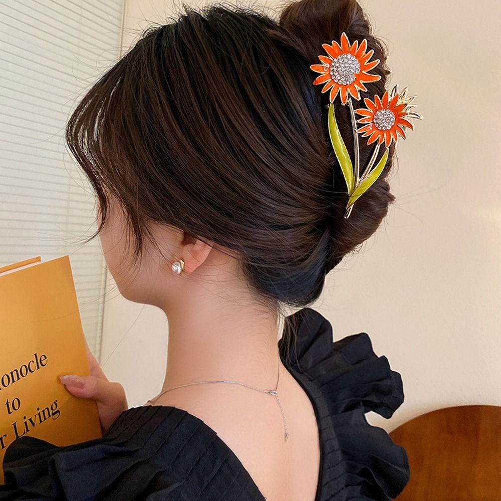 

Headdress Hair Grip Clip Women Large Shark Clip Korean Style Hair Clip Girl Sunflower Hair Claw