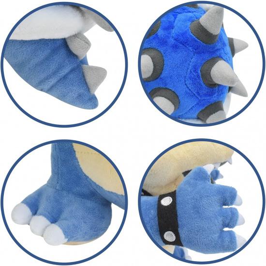 Cartoon Fire Dragon Koopa Plush 11" Anime Dark Blue King Koopa Stuffed Dolls Super All Star Collection Ornament Stuffed Doll Gift for Girls & Boys