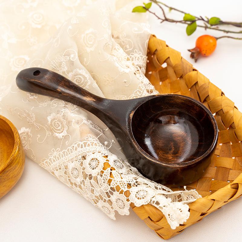 1 cuchara de madera, cuchara grande de madera natural para sopa, cucharón, cuchara para agua, cuchara para arroz, vajilla hecha a mano, utensilios de cocina