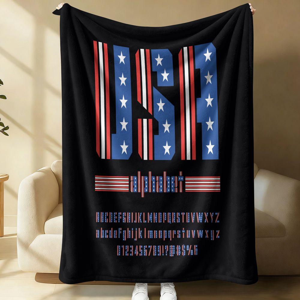 USA Flag Printed Flannel Blanket American Patriotic Throw Soft Cozy Fleece Bed Blanket Independence Day Gift Blanket Home Decor 100cmx150cm
