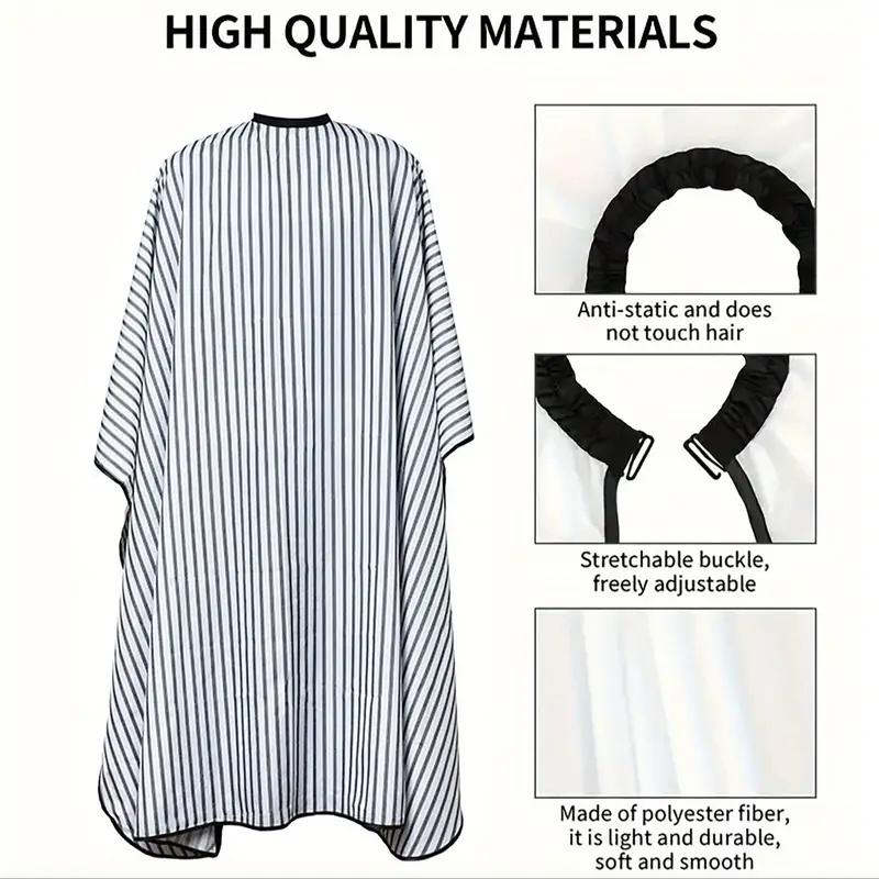 BEPAN Large Size Salon Striped Haircut Cape Unisex Non-Stick Anti-Static Apron with Adjustable Snap Closure for Hairdressing Styling