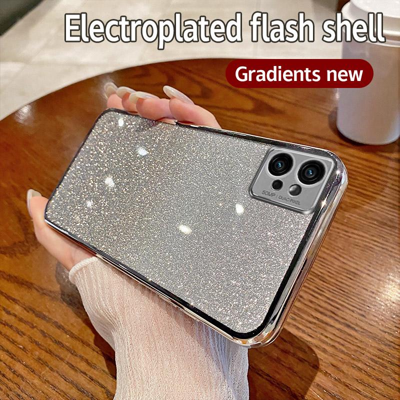 Luxury Electroplated Glitter Cases For Motorola Moto G20 G22 G23 G24 Plating Transparent Case Shockproof Soft Cover Moto G24 G23