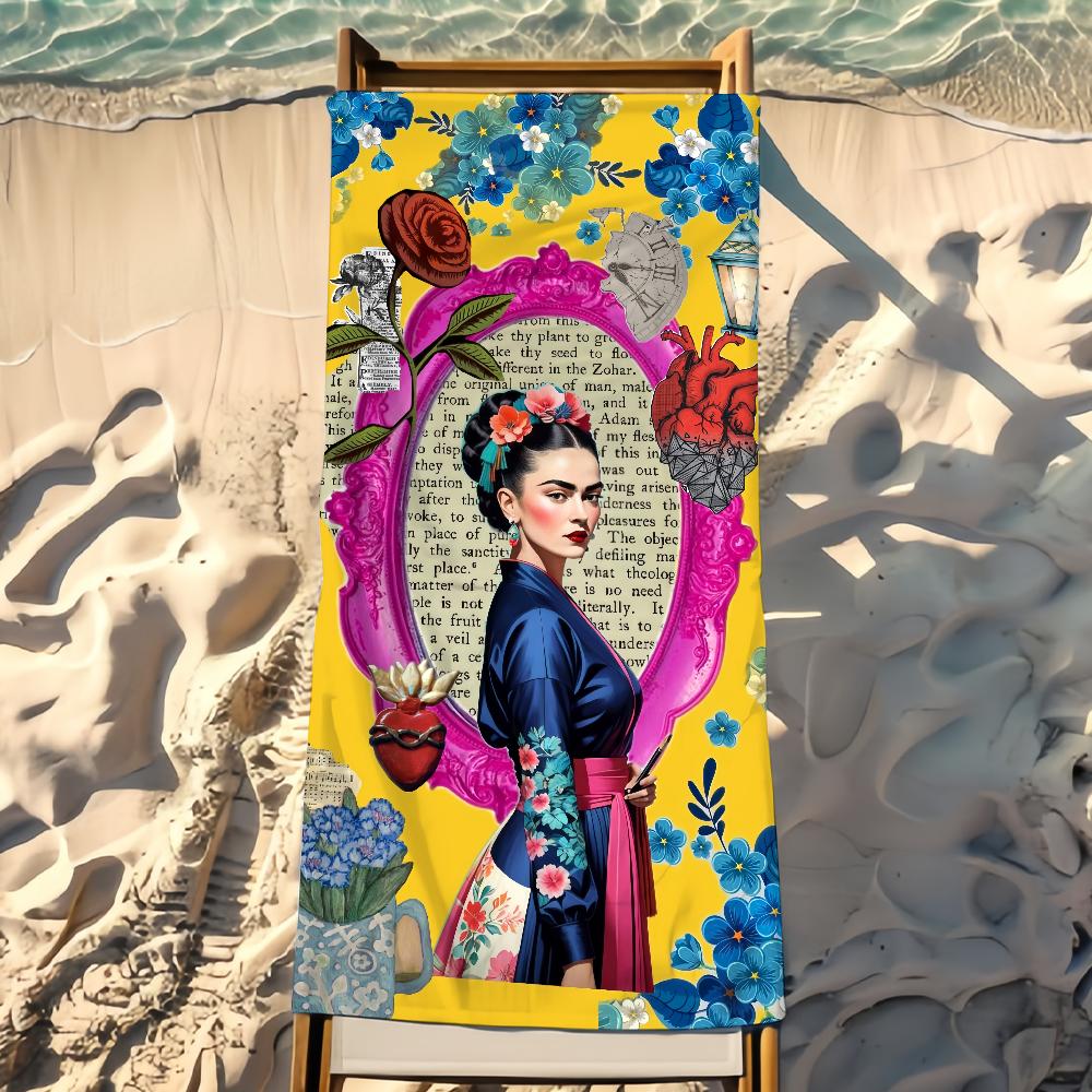 Art F-Frida K-Kahlo Asciugamano Asciugamano da Spiaggia Viaggio Leggero Delicato sulla Pelle per Piscina Spiaggia Campeggio Crociera Estate