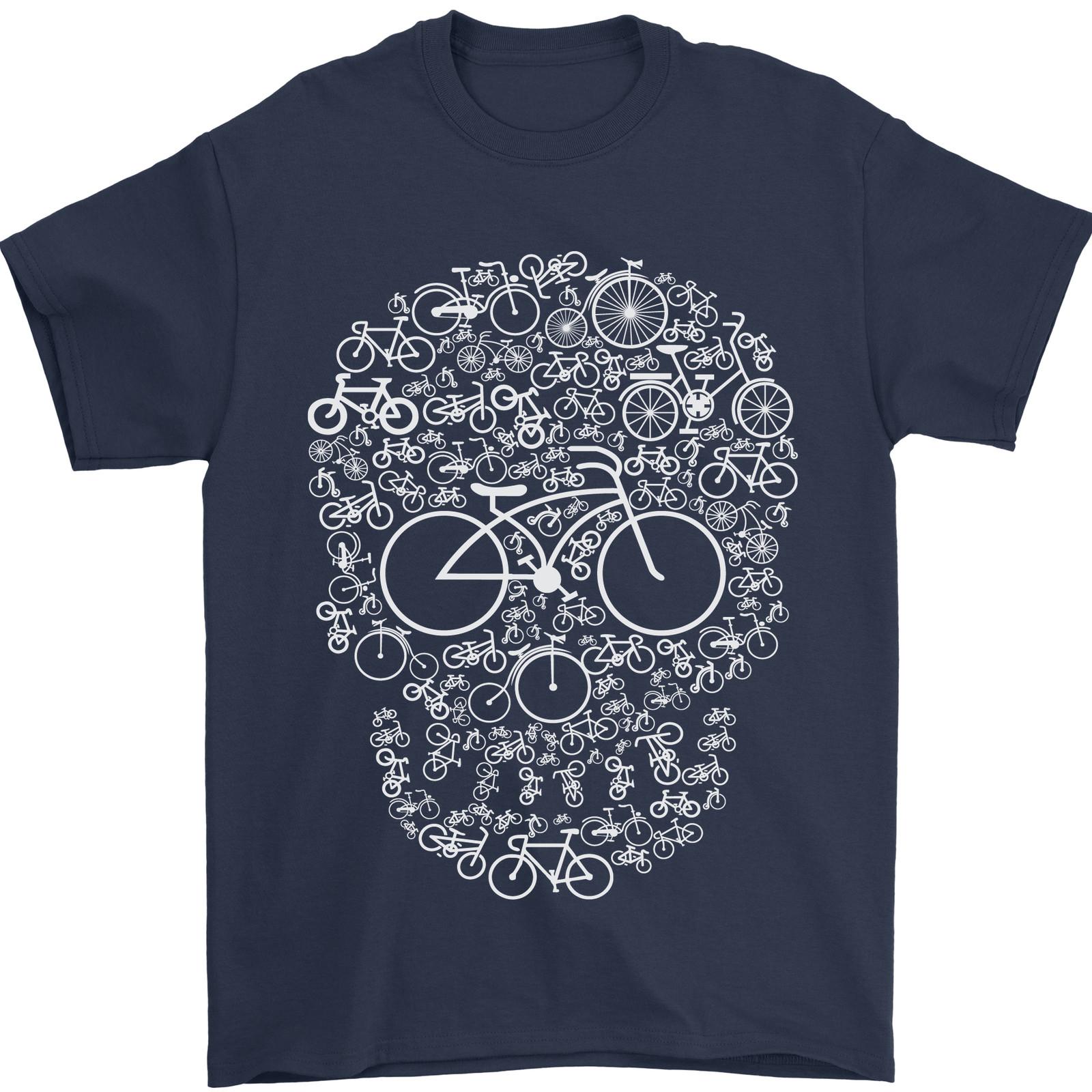 26 A Skull Made with Bicycles Cyclist Cycling Mens T-Shirt 100% Cotton Unisex T-Shirt XXXXL