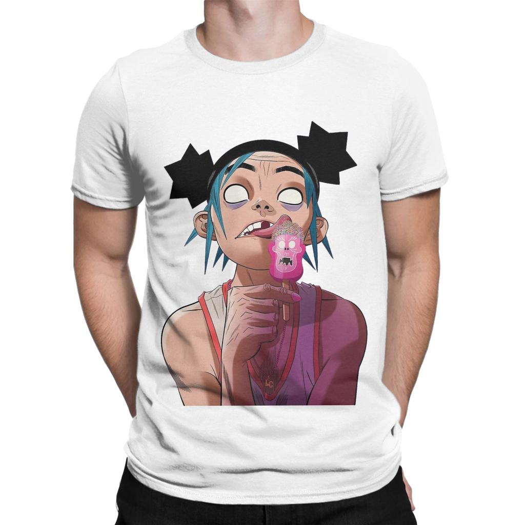 Gorillazs Punk Rock  T Shirt Men's  Cotton Humorous T-Shirt Round Neck  Tees Short Sleeve Clothing Gift Idea