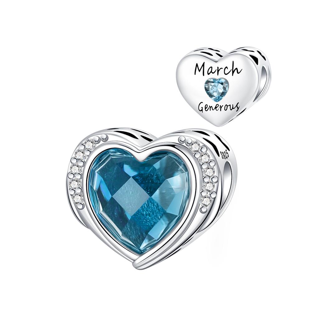 925 Sterling Copper January-December Birthday Stone Love Zircon Pendant Bead Fit Charms Necklace Bracelet Women Zircon DIY Gift
