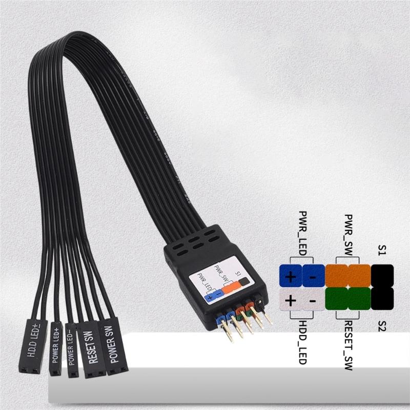 Computer Case Front Panel Connector Cable With Clear Marking For Power Switches HDD LED And Reset Button