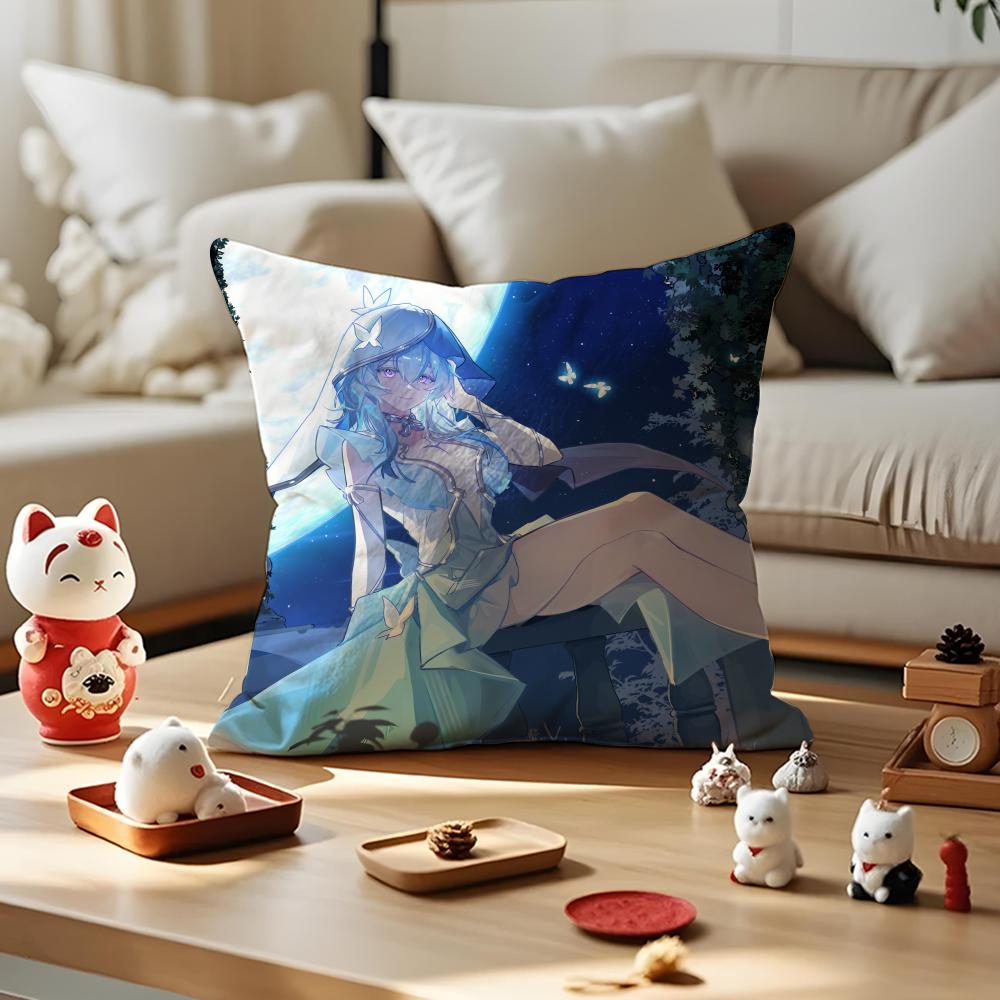 Wuthering Waves Shorekeeper Cushion Cover Silky Short Plush with Invisible Zipper Dustproof Sofa Pillow Cover for Home Decor 30x30cm