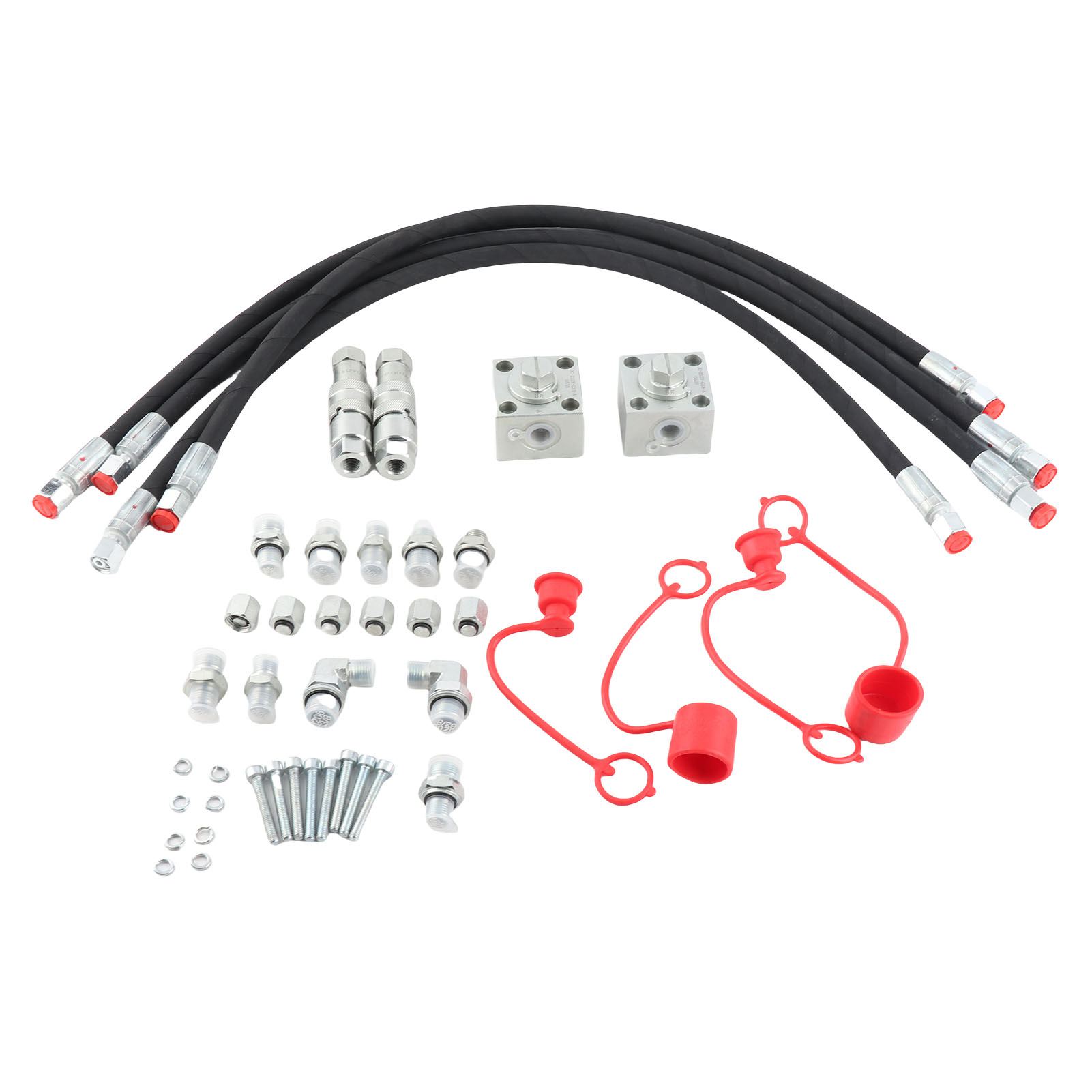 

2PCS 3 Way Diverter Valves with Quick Connectors 31 Inch Flexible Hoses for 1 2 Ton Chinese Mini Excavator