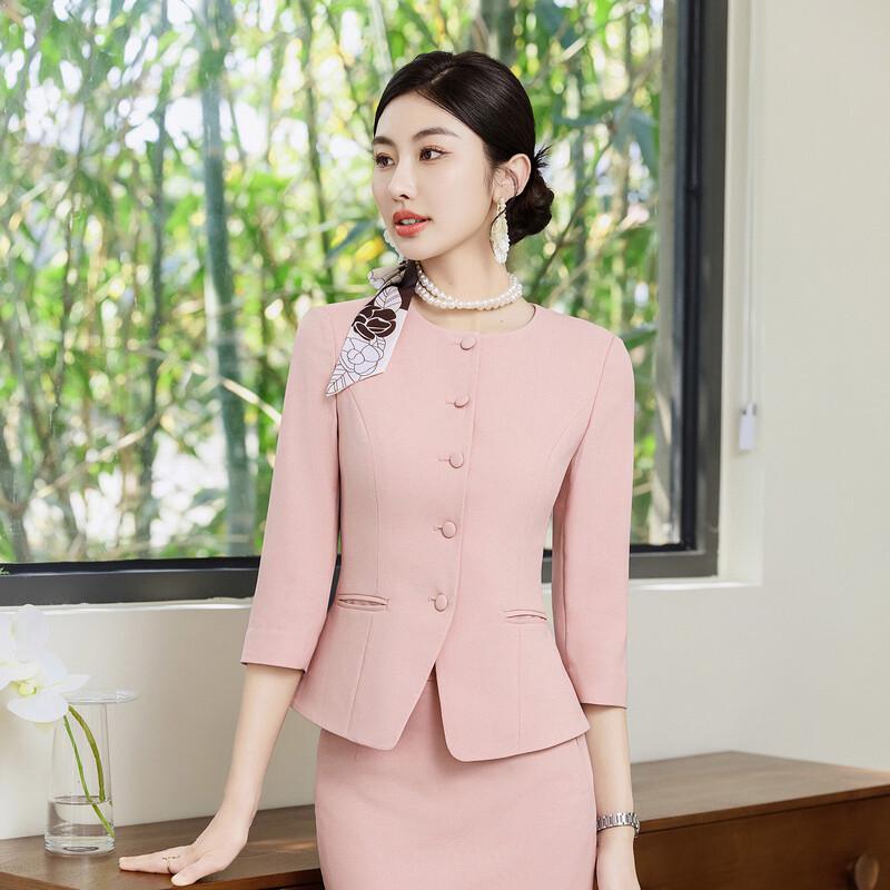 Taluoman Cherry Blossom Pink Seven-Sleeve Blazer Set for Women