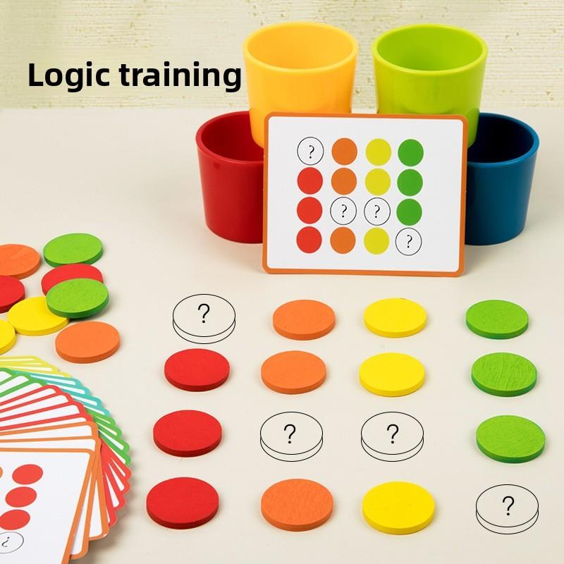 Montessori Wooden Color Matching Puzzle Cups Developmental Toy For Kid Preschool
