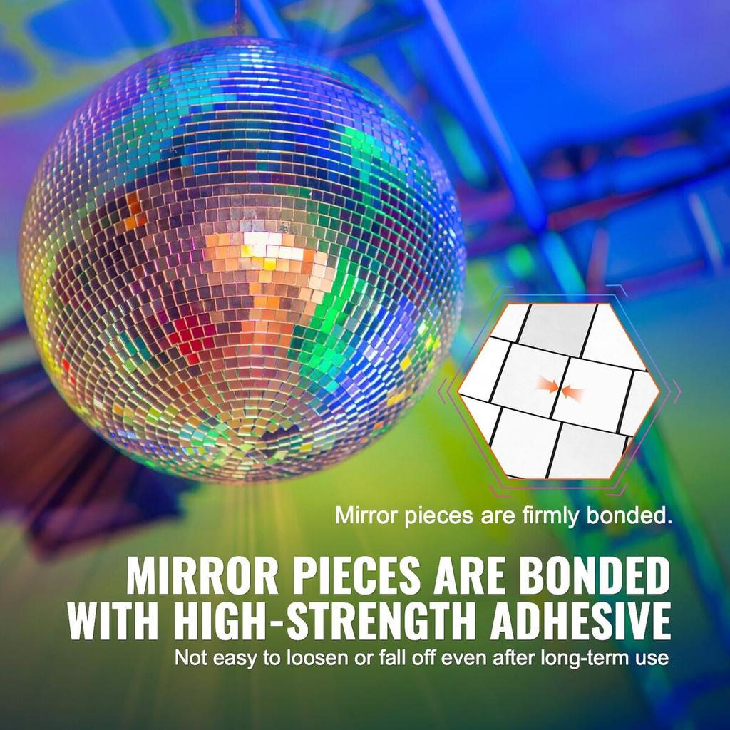 Mirror Disco Ball 12 Inch Silver Party Disco Ball with Hanging Ring