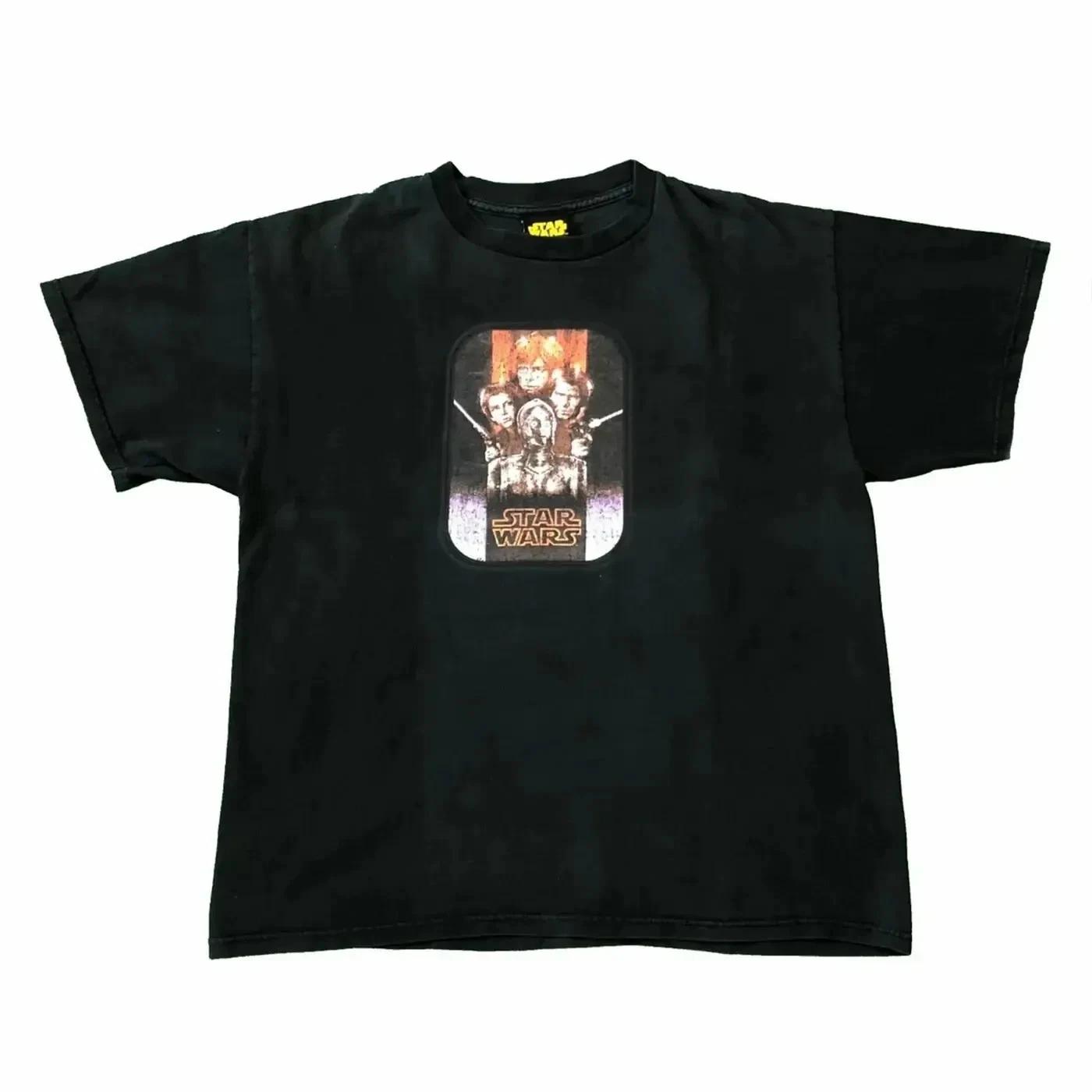 Винтажная футболка Star Wars Episode IV Мужская Средняя Черная Кинопромо Y2K XL