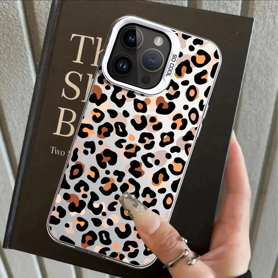 

Back Phone Cover Case for iPhone 17 Pro Max 15 Plus XS 12 Air 14 13 Pro 16 11 XR Leopard Print Logo iPhone 14 Pro
