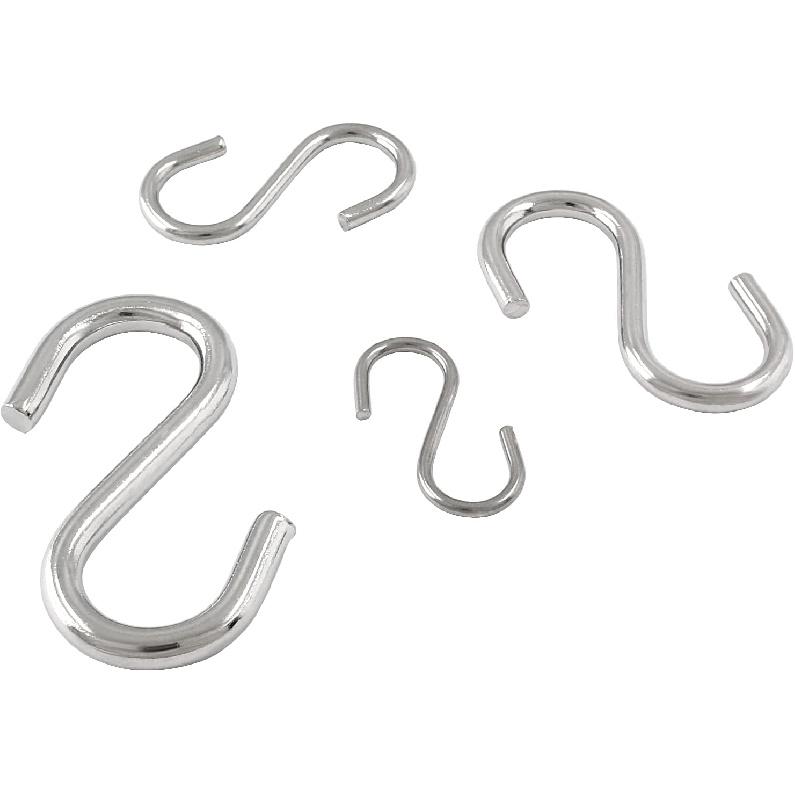 12pcs 304 Stainless Steel S Hooks, 0.08'' / 2mm. Metal S Shaped Hooks Heavy Duty Hangers Hanging Hooks for Hanging Pots Plants Cups Clothes Keys Caps
