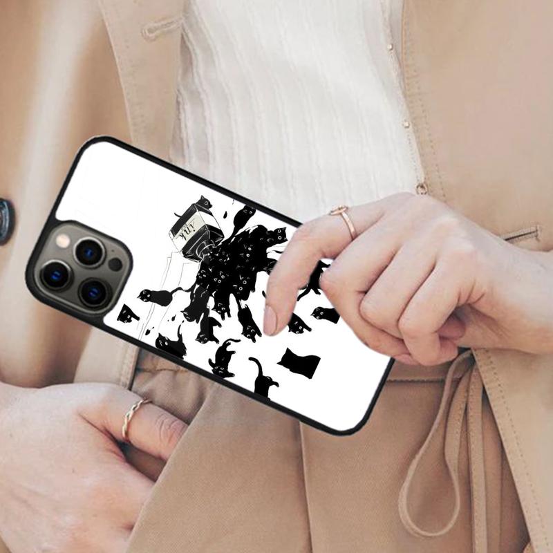 Schwarze Katzen Tinte Niedliches Haustier Hexe Kunst Magnetische Handyhülle Für APPLE iPhone 17 Air 16 14 13 12 Pro Max 15 Plus Kabellose MagSafe Abdeckung