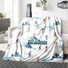 Skiing Adventure On Snowy Peaks With Skiers Multipurpose Personalized Text Comfortable Versatile For Sofa Couch Office Bed Picnics Ideal For All